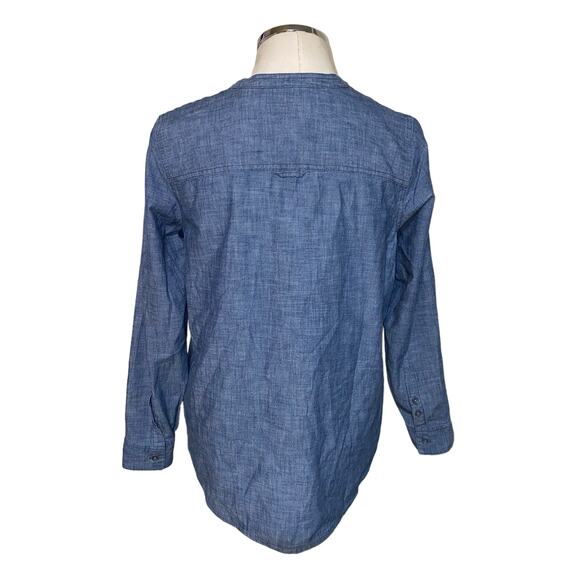 J. Jill Blue Chambray Denim Long Sleeve Tunic Top Size M Petite - Picture 3 of 9